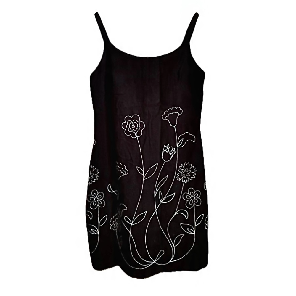 LAUNDRY by SHELLI SEGAL Embroidered Black Mini Dress